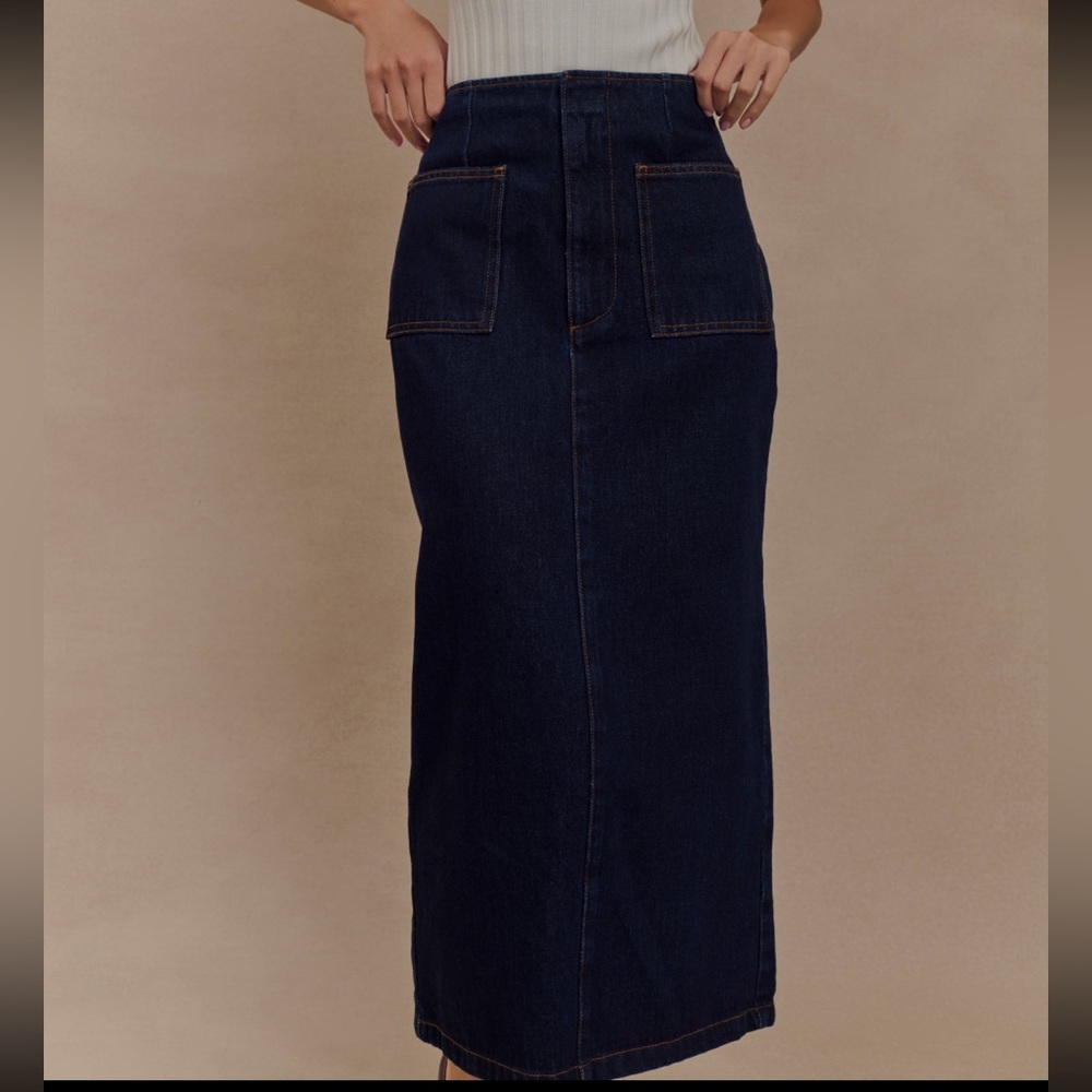MESHKI Denim Midi Skirt